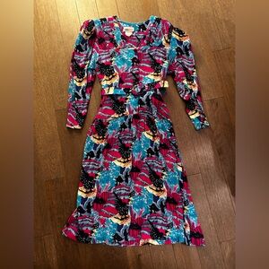 Vintage multicoloured belted dress‎